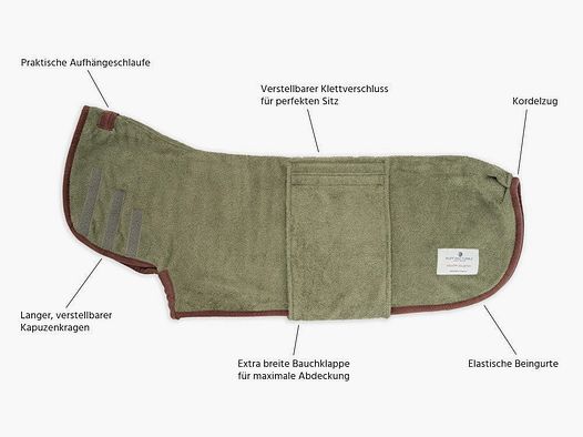 Ruff and Tumble Country Dog corduroy trim Moosgrün Hundebademantel