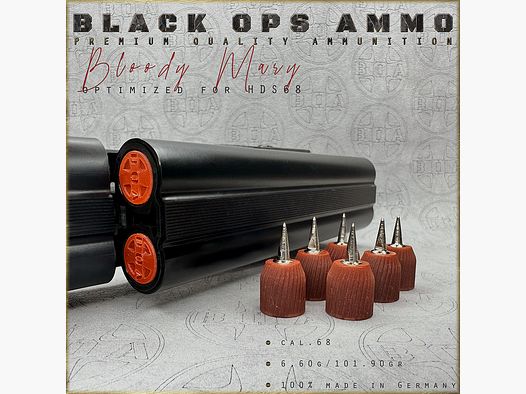 8x Bloody Mary BLACK OPS AMMO Airgun TS HDS 68 Cal.68 Munition HDS68  TS68