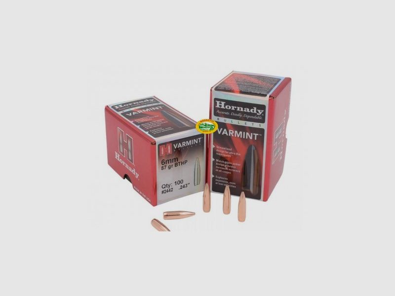 HORNADY Geschosse VARMINT Kal.6 mm 87gr. BTHP - 2442