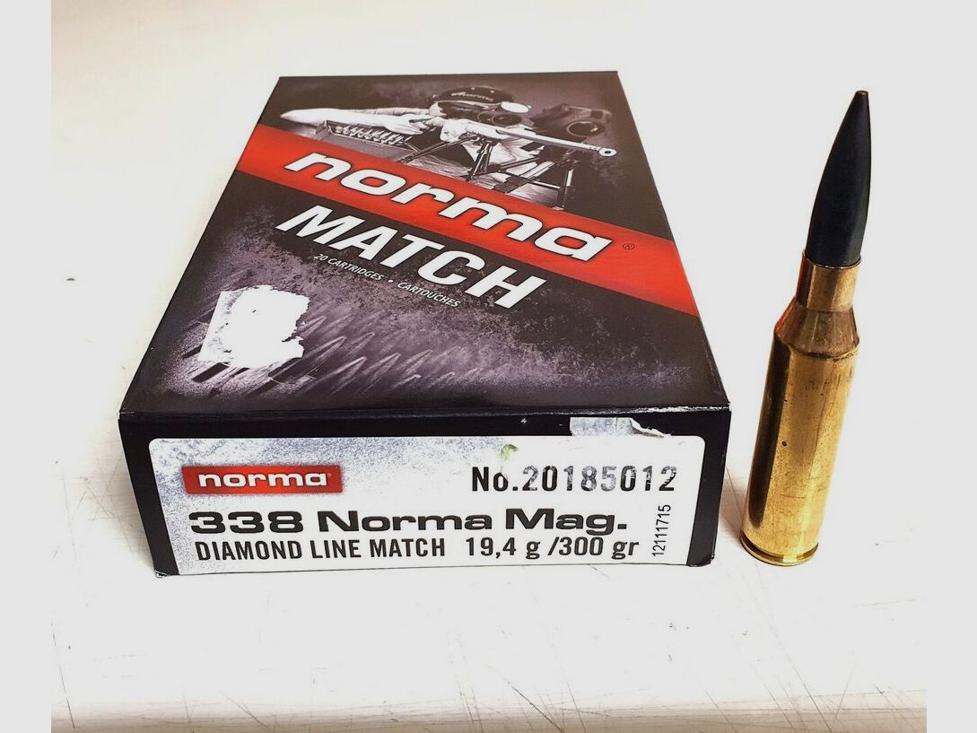 NORMA .338 Norma Mag Diamond Line Match 300grs/19.4g