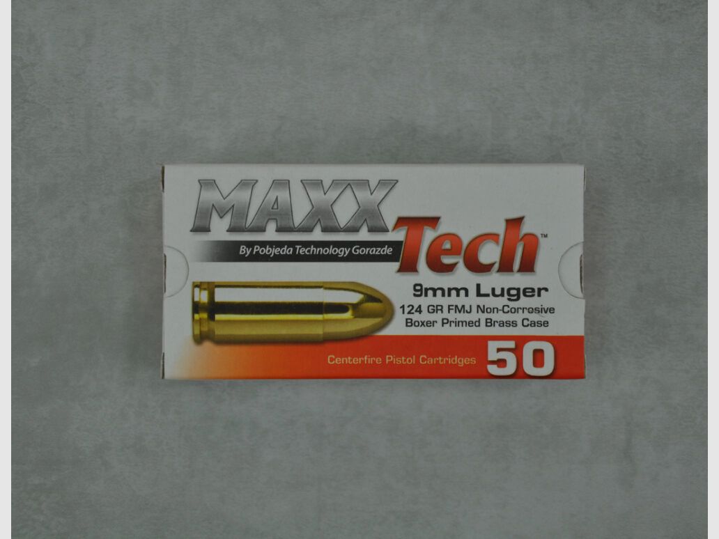 Maxxtech FMJ 9mm Luger 124gr *1000 pièces*