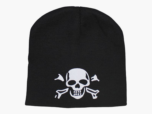 Unbekannt Strickmütze Beanie mit Totenkopf schwarz