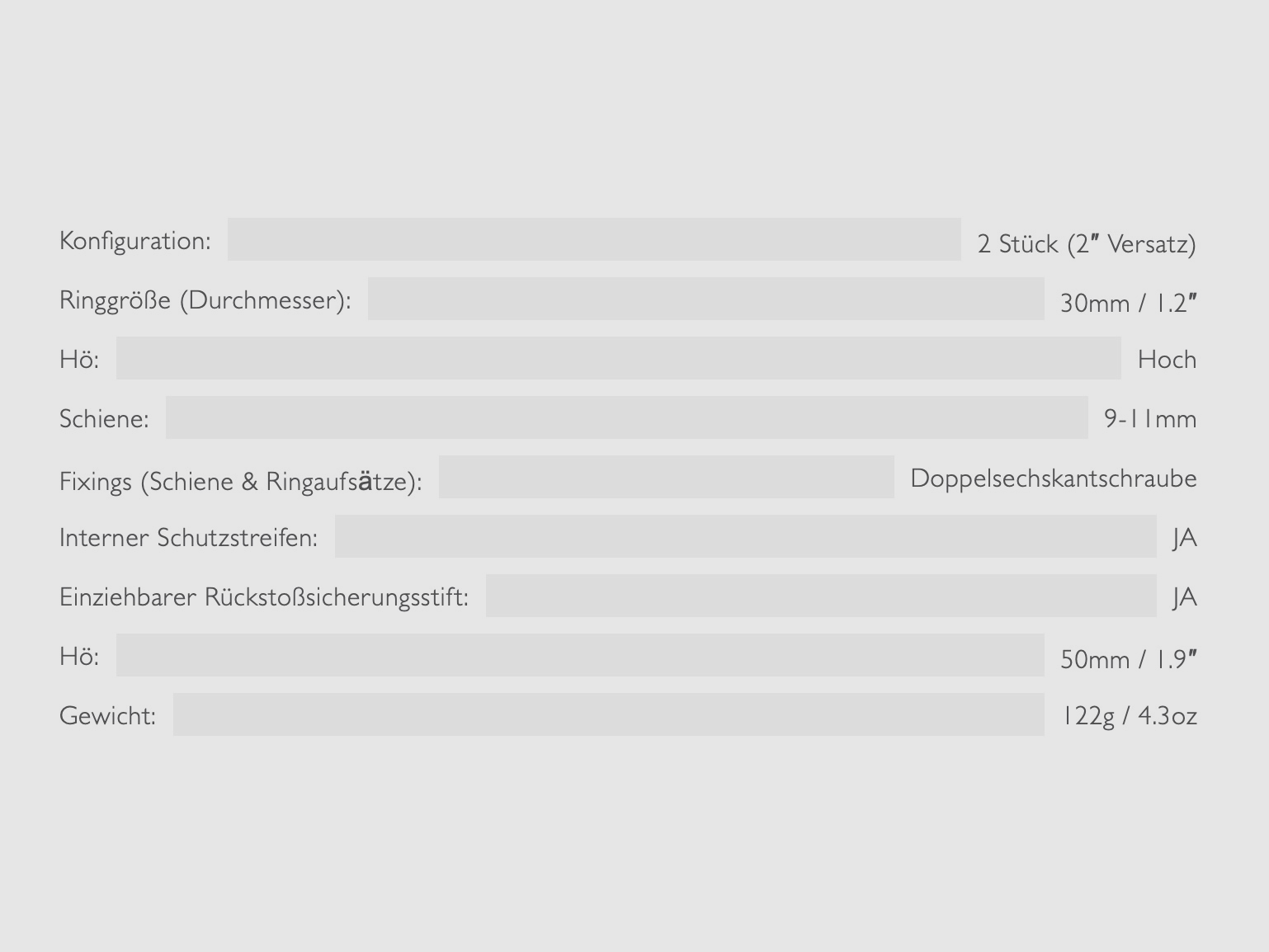 HAWKE 22123 Montaż pierścienia 30 mm Wysoki 2 cale Rozmiar przesunięcia 9-11 mm