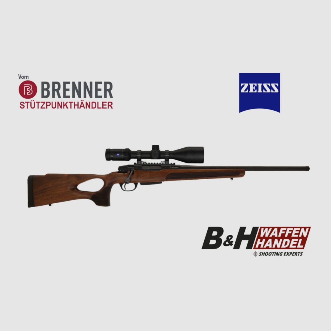 Brenner Komplettpaket: Brenner BR 20 Lochschaft mit Zeiss V6 2.5-15x56 BR20