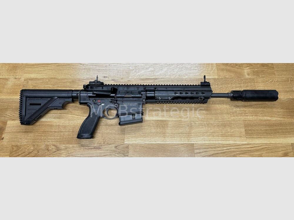 Heckler & Koch MR308 A3 13" - semi-automatic rifle .308 Win. including silencer ASE UTRA Dual 762-Short-QM2 Gen2 Cerakote black / color black - H&K MR 308 A3 - civilian version of the H&K 417 / H&K G27k