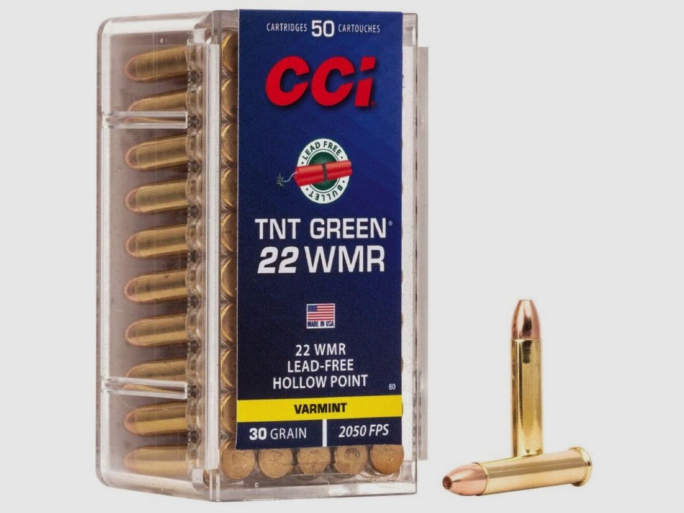 CCI TNT Green HP Cal. .22 WinMag - 1,9g / 30gr - sans plomb