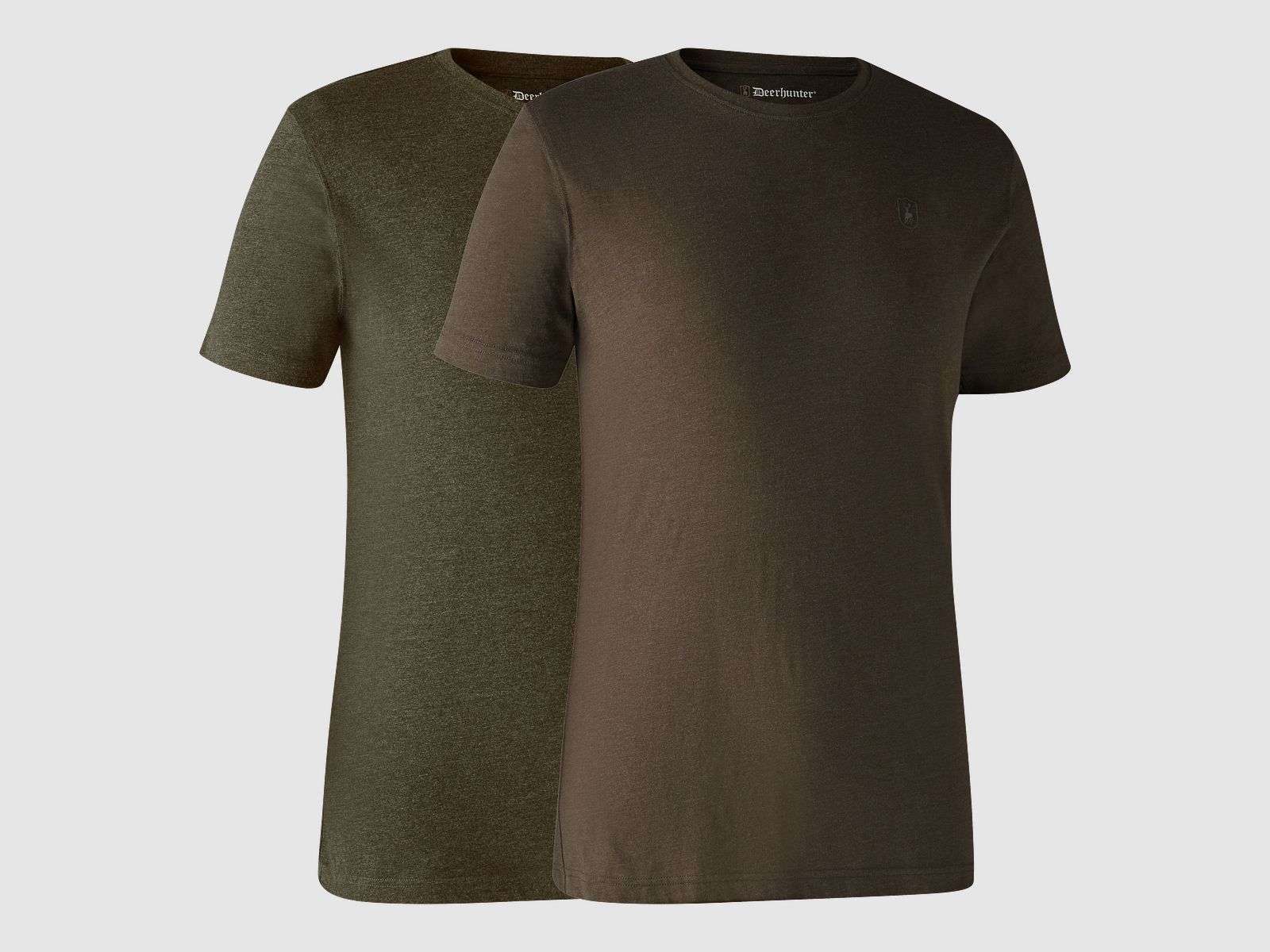 Basic T-Shirt in 2-pack - Adventure Green mel/Brown Leaf mel. - Size: S