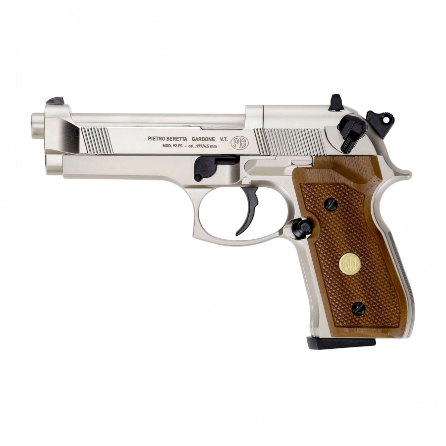 Pistolet wiatrówka Beretta M92 FS nickel/wood 4,5 mm Diabolo CO2, zdjęcie 2 z 7