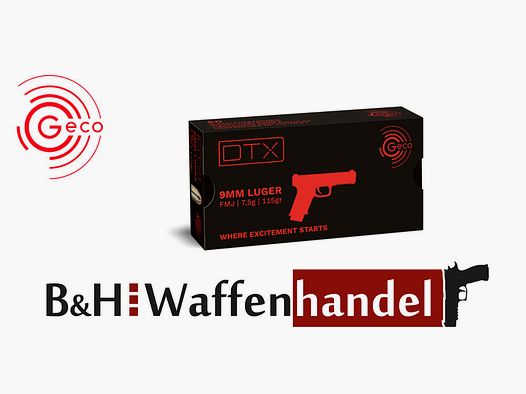 Geco 1000 Schuss: 9mm Luger / 7,5g - 115gr. / FMJ - VMR / DTX 9x19