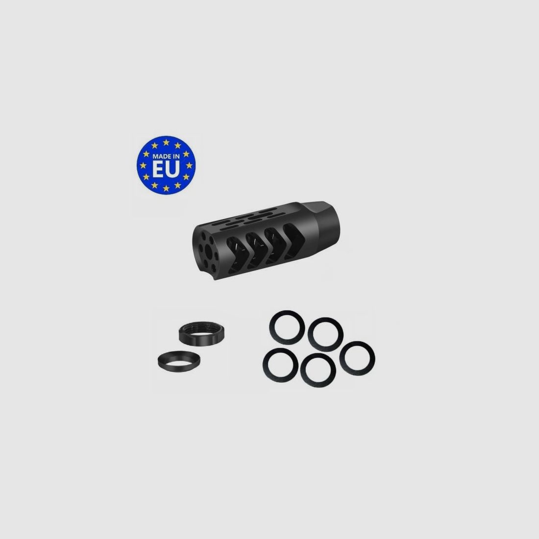 Premium 4-Kammern Mündungsbremse mit 5/8x24 Gewinde für Kaliber bis 8,3mm Ø