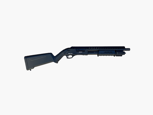 DERYA TERMINATOR QR-101 fucile a pompa tattico calibro 12/76 di dimensioni estremamente ridotte. Carcassa in alluminio dotata di slitta picatinny e tacca di mira, calcio fisso e astina in polimero.