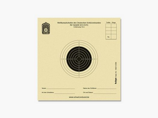 Cible Carabine Kruger 10X10 10m