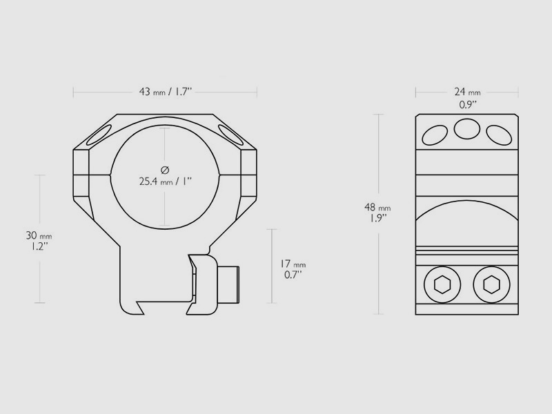 B-Ware Zielfernrohrmontage Ringmontage Hawke 1 Zoll hoch 2-teilig fĂĽr 9 - 11 mm Prismenschiene