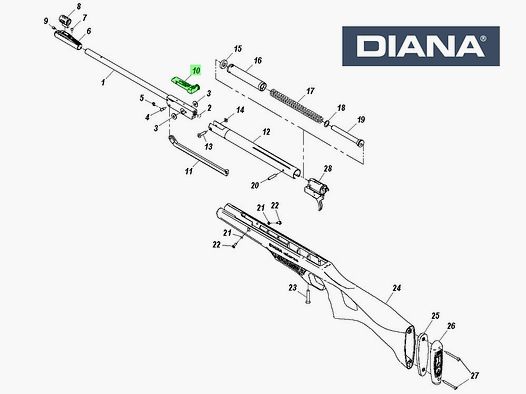 Visier montiert fĂĽr Luftgewehr Diana Eleven, Ersatzteil