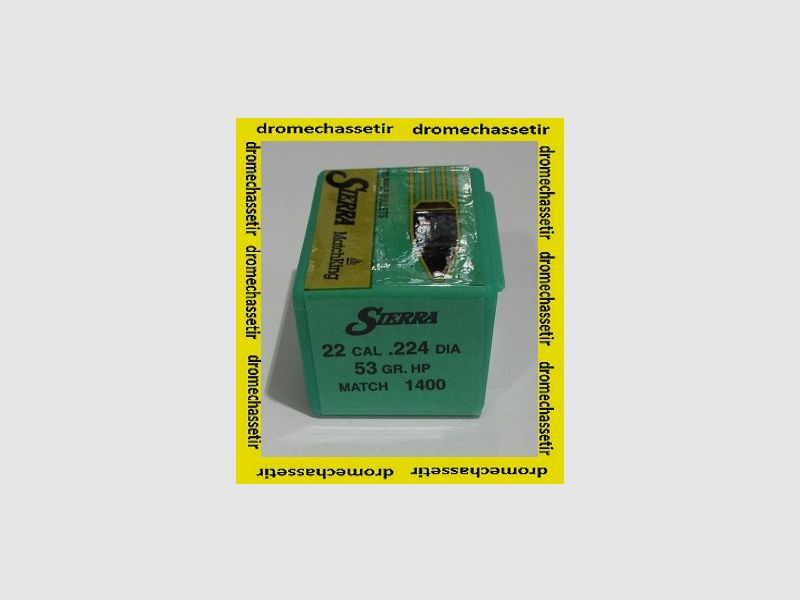 boite de 100 ogives Sierra .224 (cal 22), 53 grains HP, ref 1400