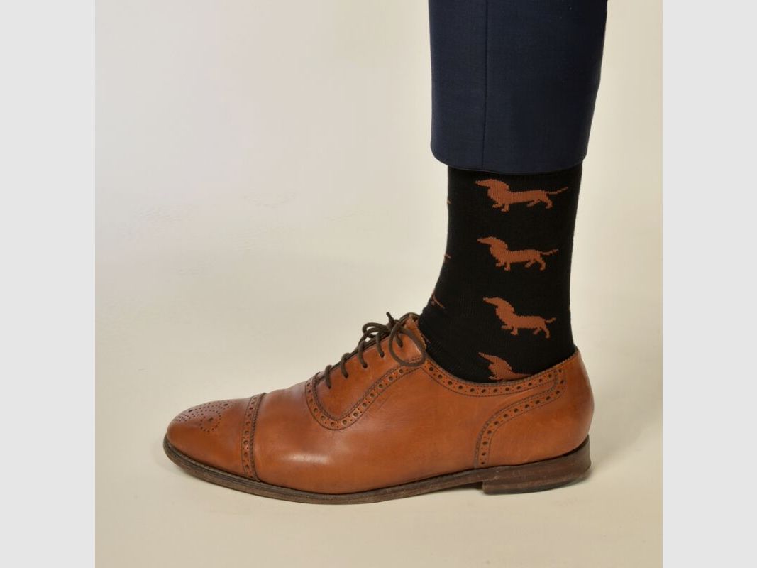 Krawattendackel Unisex Socken schwarz, Dackel braun