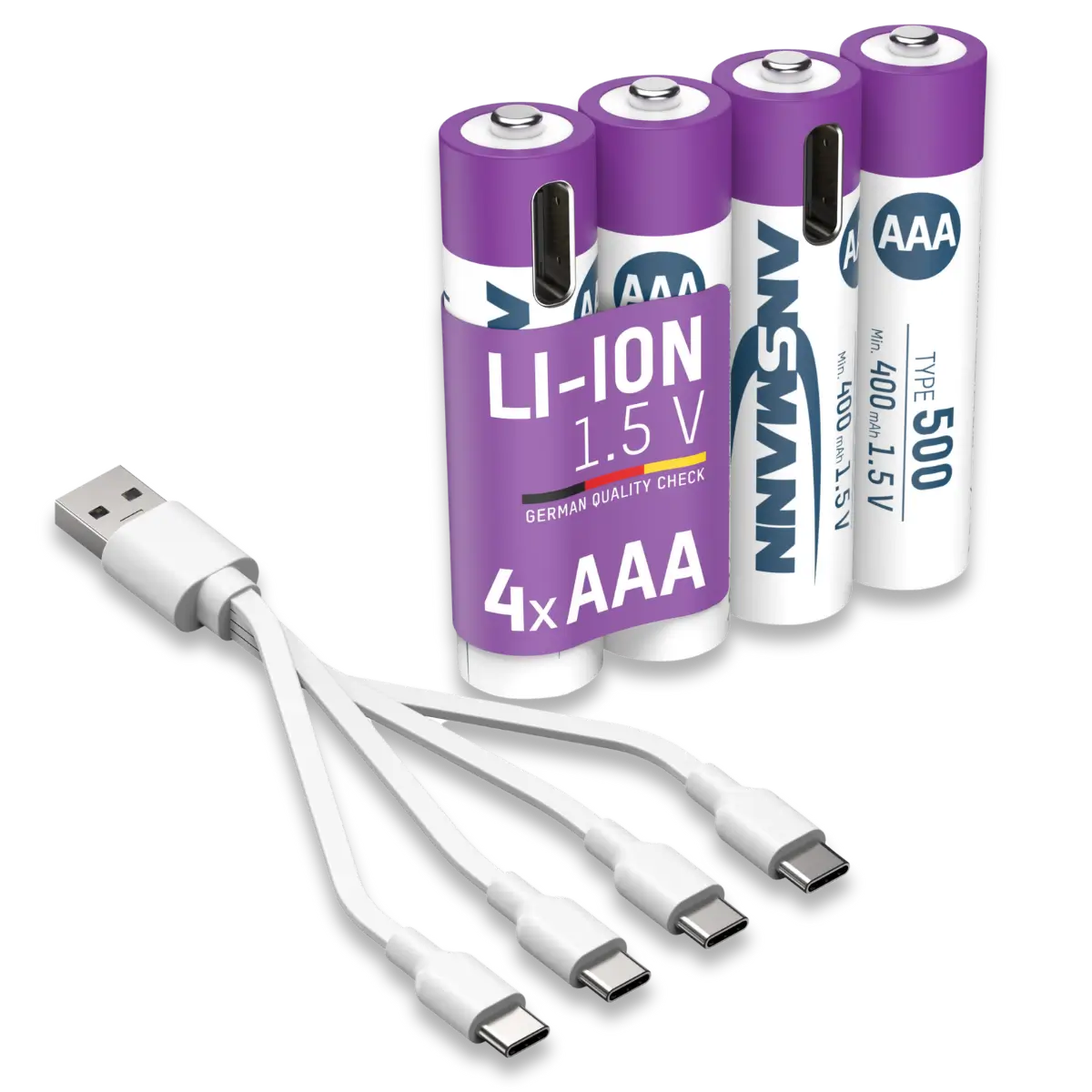 Ansmann Li-Ion Akkus AAA 4er-Pack inkl. Ladekabel, Bild 1 von 7