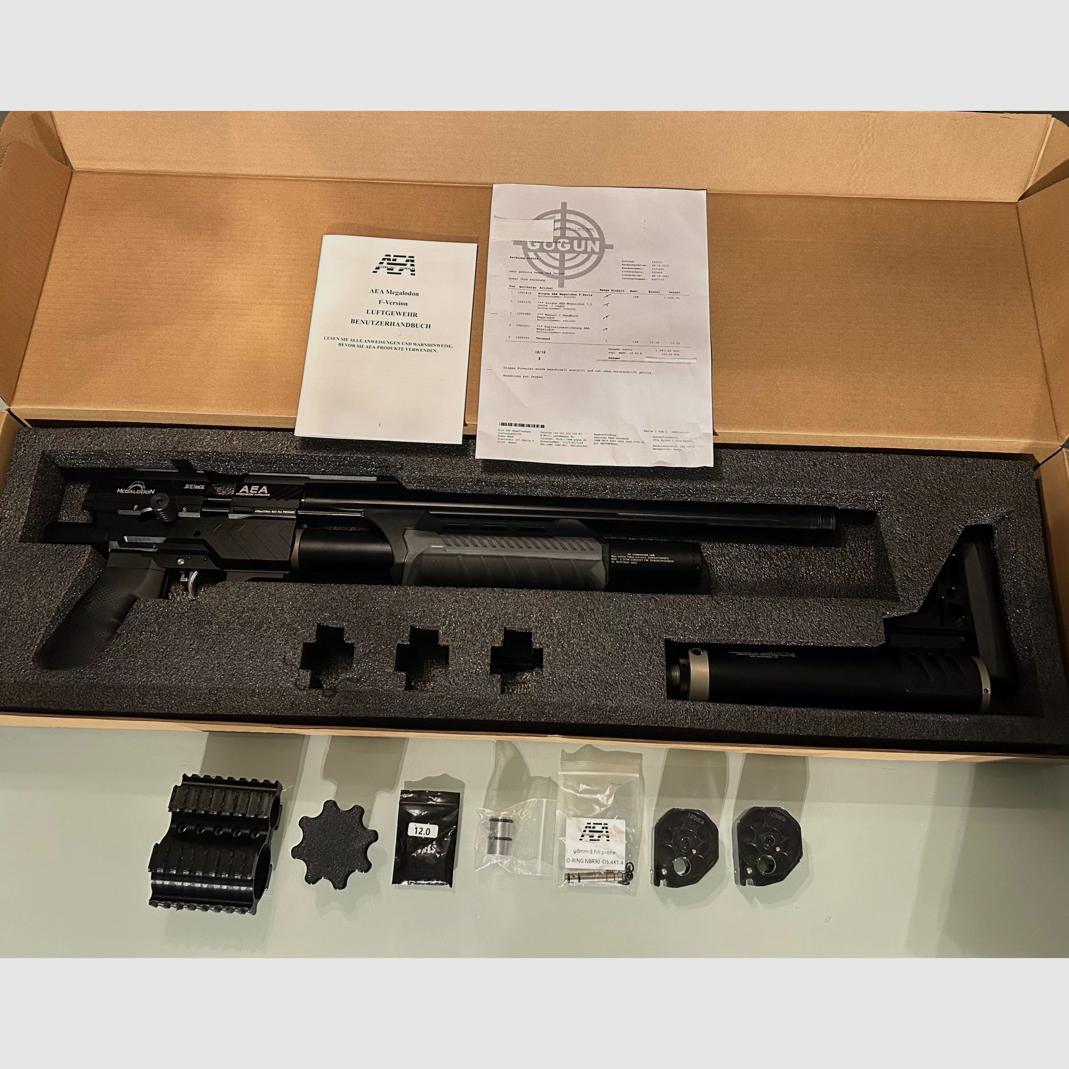 New AEA Megalodon F 7.5 Joule in Opv with invoice + accessories, immediately available!