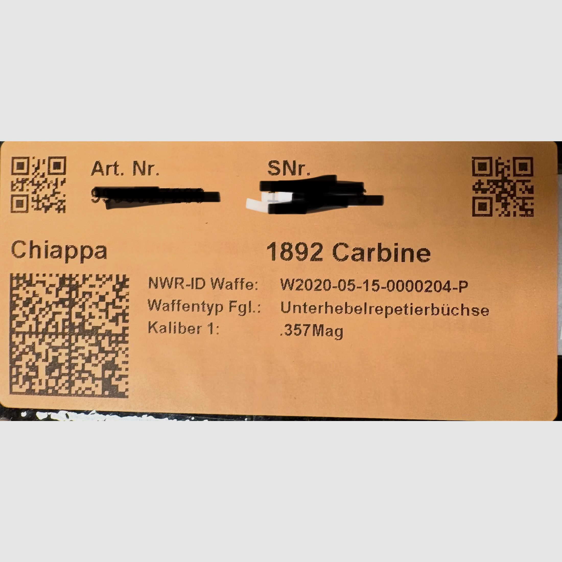 Chiappa 1892 Carbine .357 Mag –Price negotiable