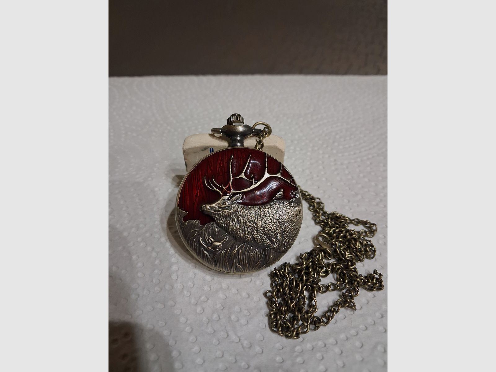Taschenuhr mit Jagdmotiv 