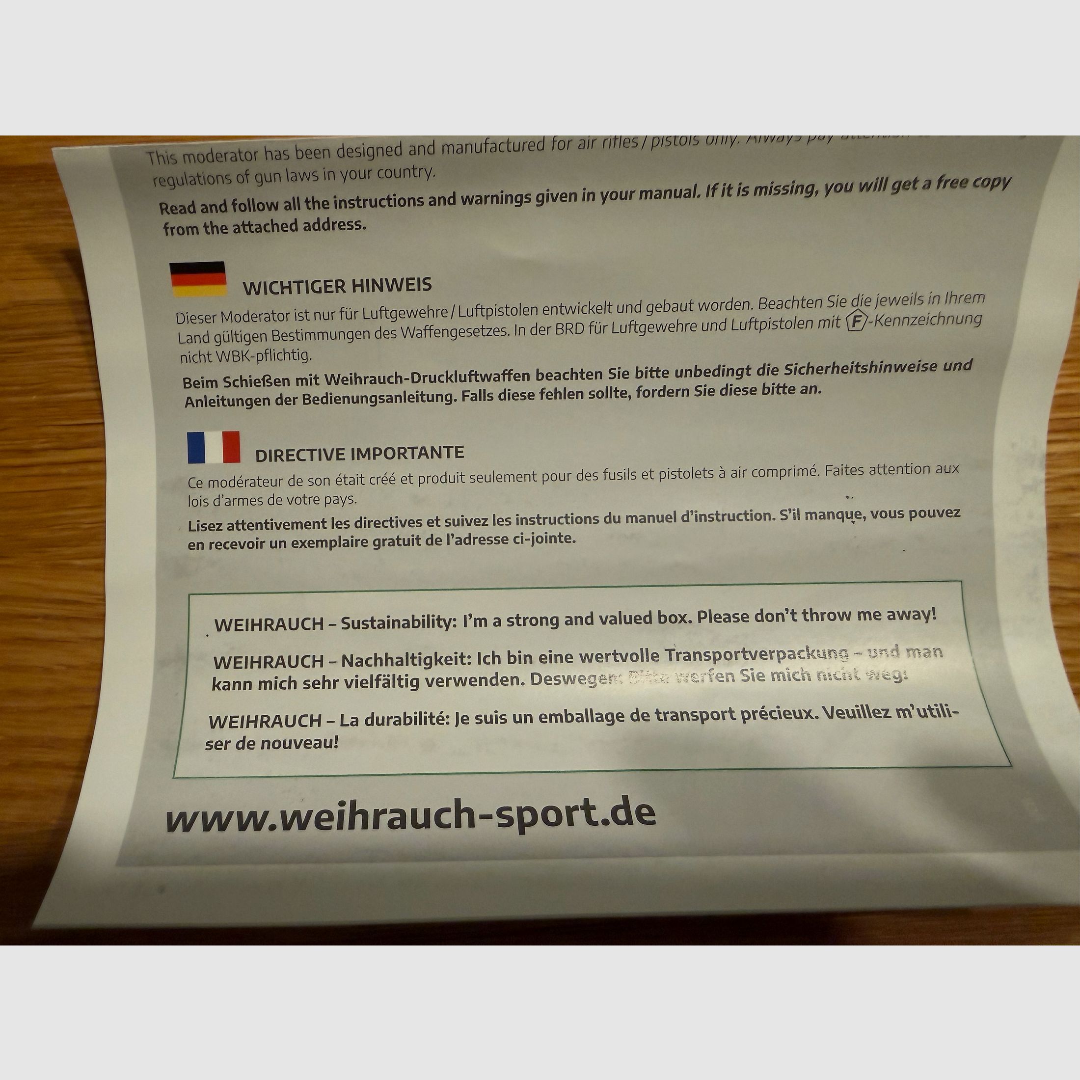 Weihrauch Schalldämpfer 635-HWSILENCER 1/2 Zoll UNF Gewinde