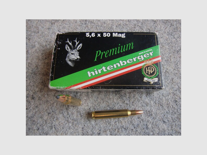 MUNITION: 20 PATRONEN KAL. 5,6x50 Mag. (KEINE R!!!), AB LAGER LIEFERBAR!!!