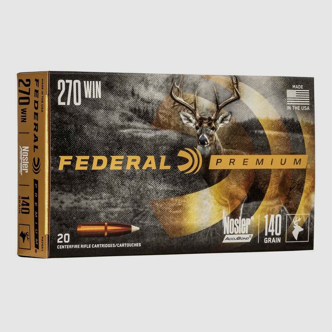 .270 Win. Premium Nosler Accubond 140 gr. Munizioni Federal