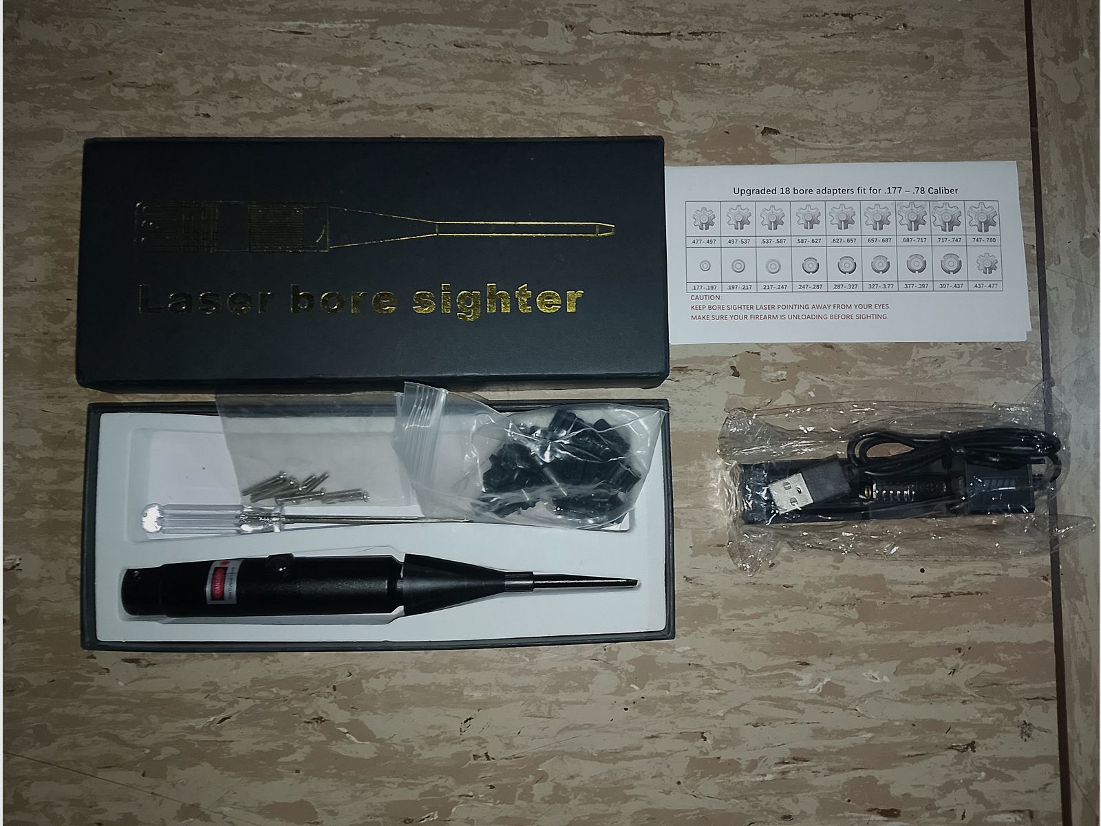Laser Bore sighter Cal .177 - .78 Set neu Einschießhilfe Mündungslaser Kit 