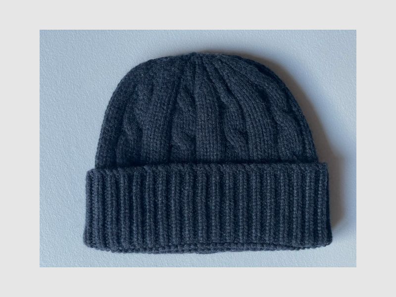 ROSI COLLECTION Berretto in Cashmere a Treccia Blu Melange