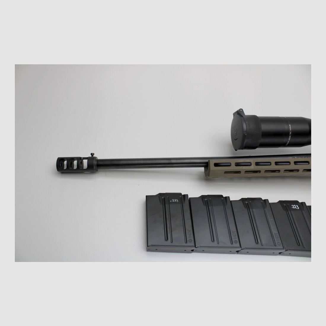 Rep. Rifle Tikka T3X CTR with MDT Stock Timney Trigger, Athlon 5-25x56 Scope .223Rem