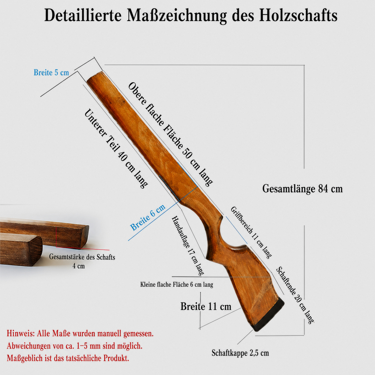 Demoschaft, Holzschaft aus Buchenholz, Gewehrschaft 