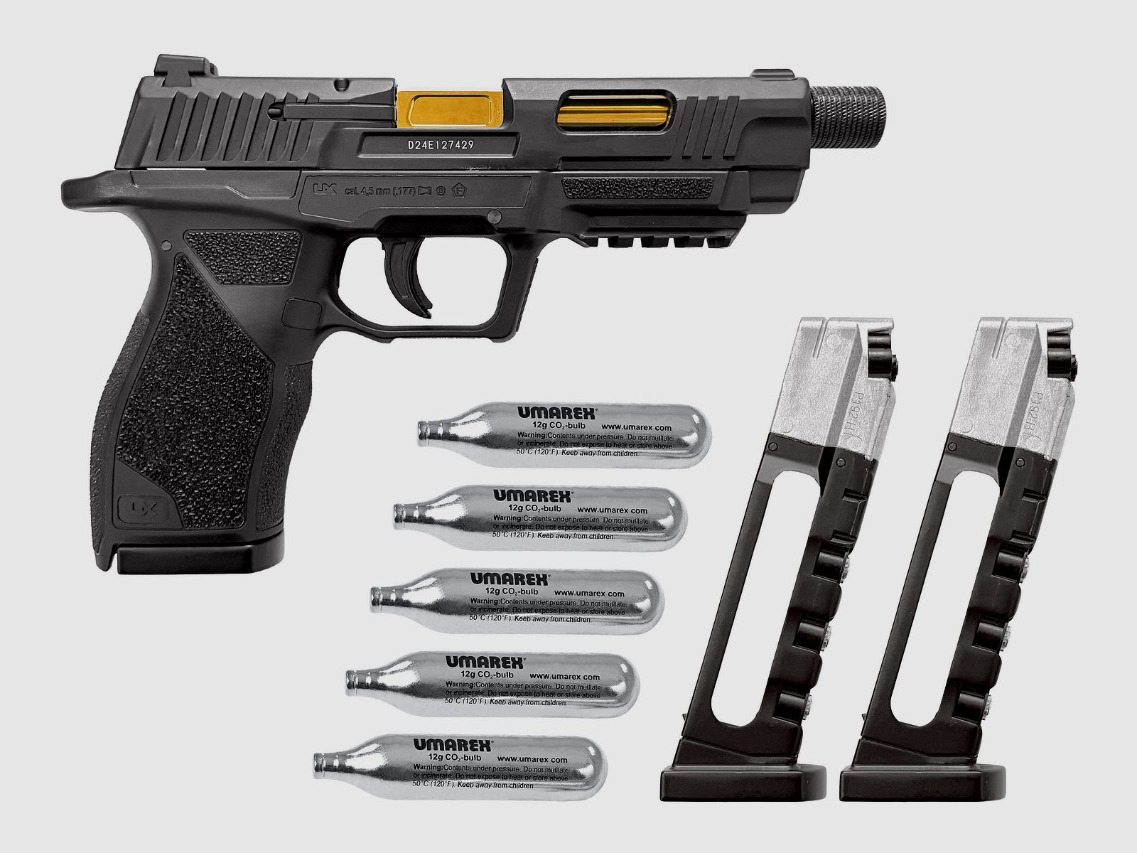 UX Umarex SA10 CO2 Pistole 4,5mm Stahl BB & Diabolo - 2 Magazine - 5 CO2-Kapseln - NEU