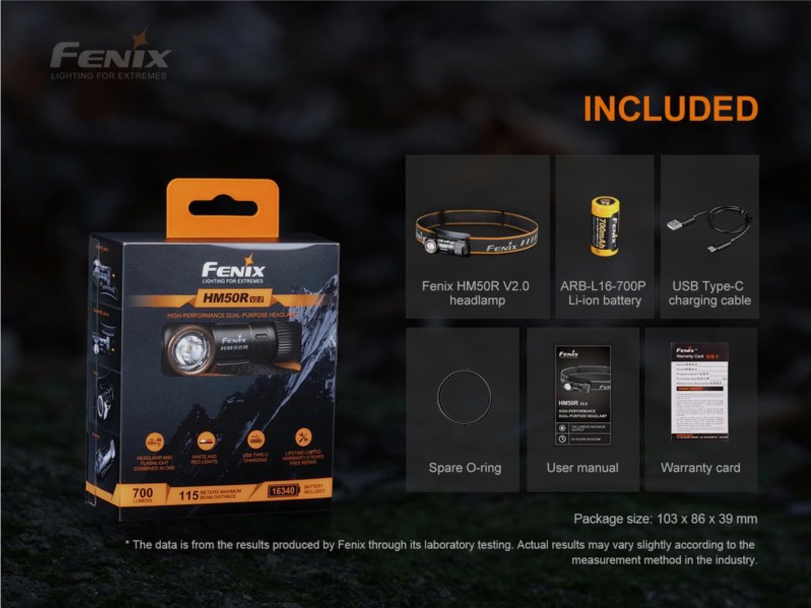 Fenix FEHM50RV2 LED Stirnlampe HM50R V2.0 700 Lumen