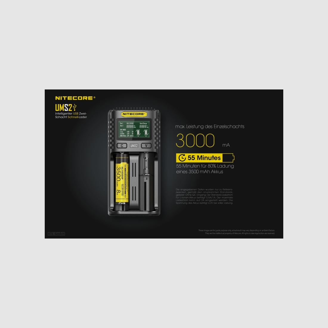 Nitecore UMS2 USB Schnell Ladegerät
