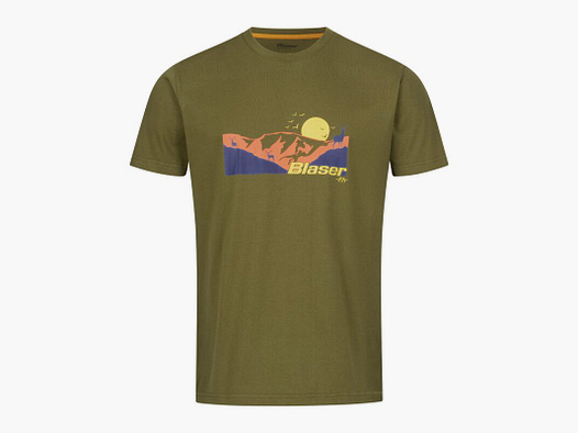 Blaser Herren T-Shirt Allgäu Mountain Dunkeloliv