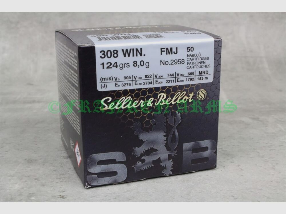 Sellier&Bellot .308 Win. FMJ 124gr. 8,0g 50 Stück Staffelpreise
