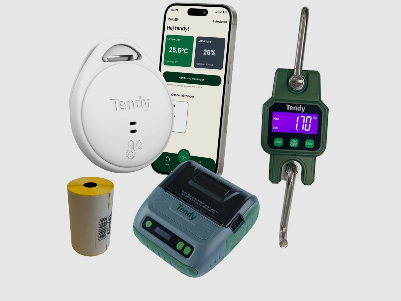 Paquete Tendy (Impresora de etiquetas, Temporizador de maduración, Balanza digital y Etiquetas)