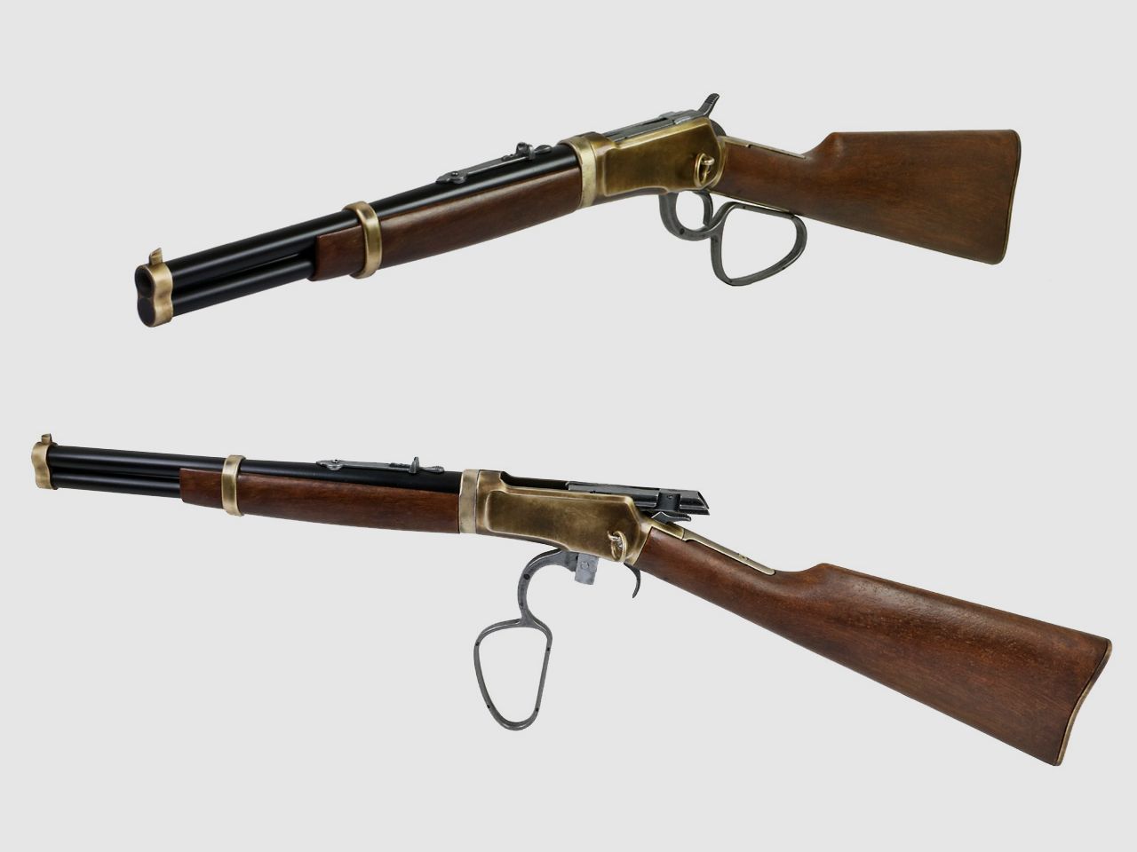 Deko Westerngewehr Kolser Winchester Mod. 92 Carbine USA 1892 realistisches Repetieren mit HĂĽlsenauswurf LĂ¤nge 82 cm messing