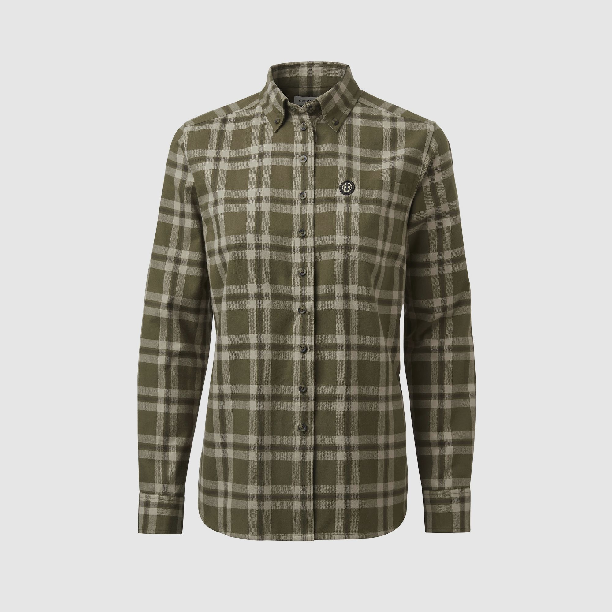 Chevalier Teal Light Flanellhemd Damen, 44W, Olive Green Checked