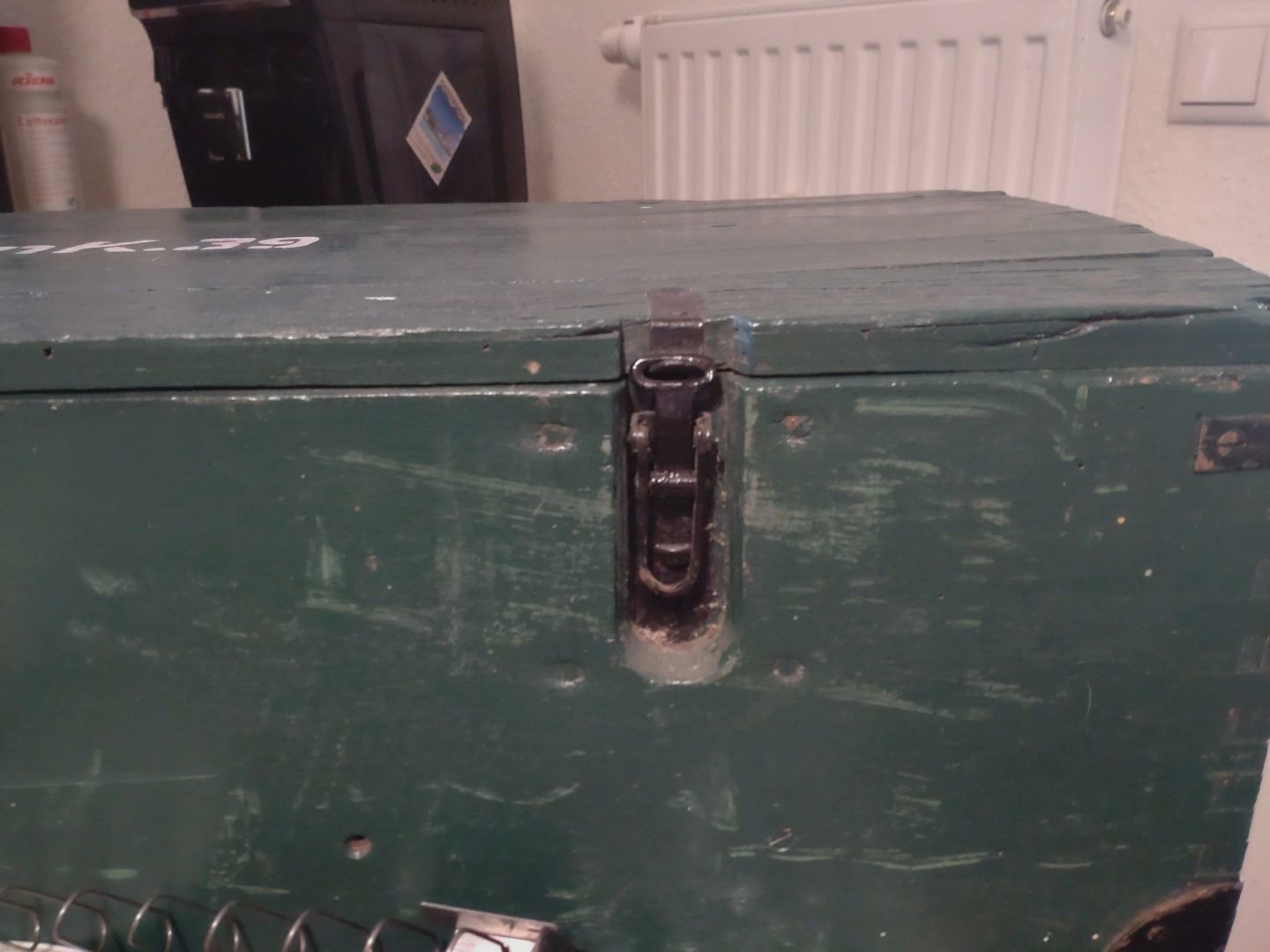 Caja de municiones - 2ª Guerra Mundial - 1940 - WM - Sello - Madera "Kart. 15cmK39" #Raro#