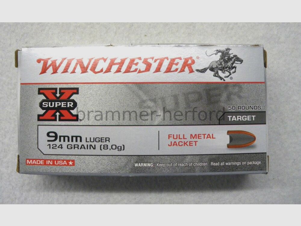 Winchester Super X 9mm Luger 124 grs. FMJ