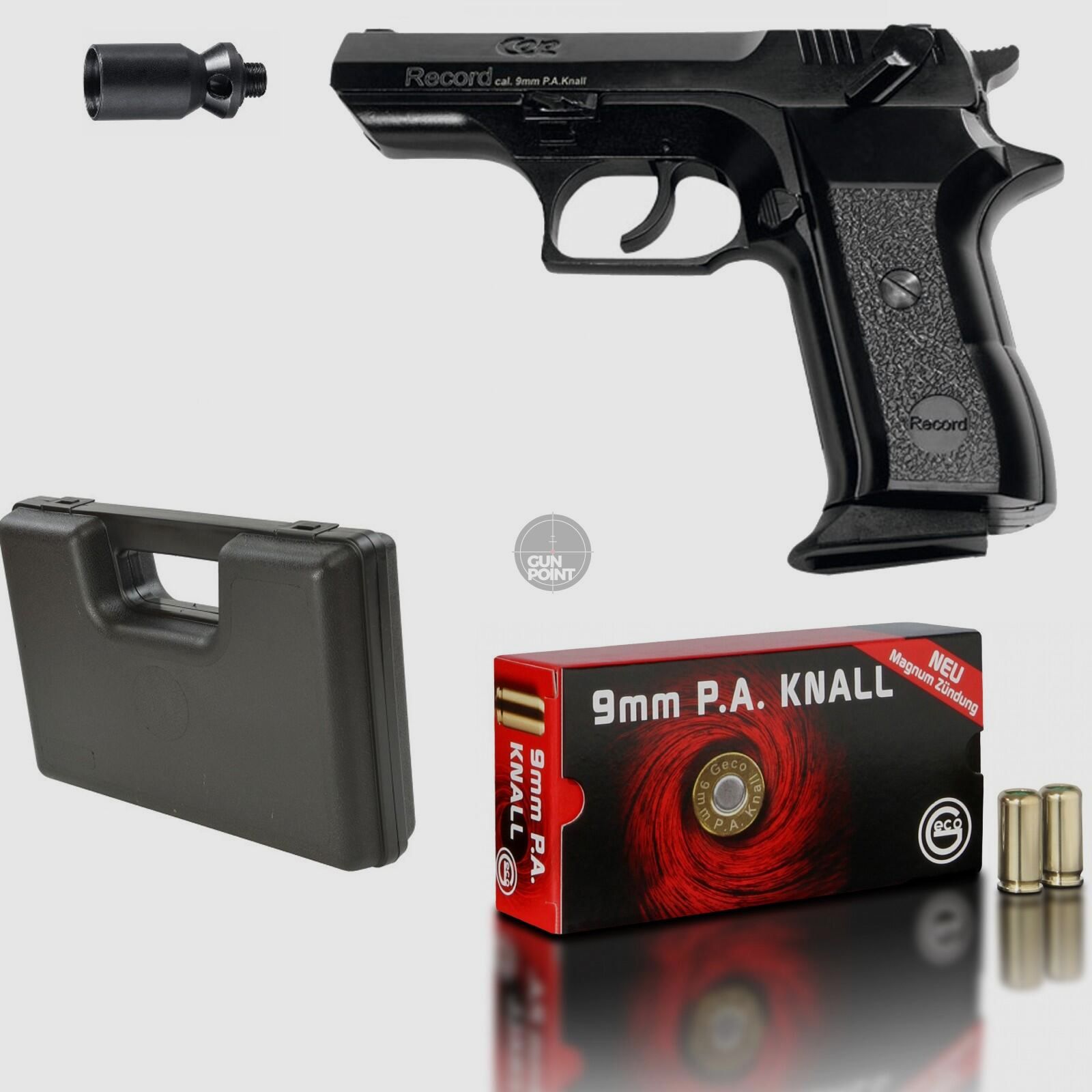 SET !!! Schreckschuss - Gas Signal Pistole - RECORD Modell COP BR. - 9 mm P.A.K inkl. Koffer & 50 Schuss Munition