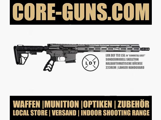 Dynamic Grey: Lux Def Tec LDT L5L SKELETON EDITION EN GRIS METÁLICO CON guardamanos largo AR15 16,75" rifle semiautomático calibre 223Rem *obligatorio EWB