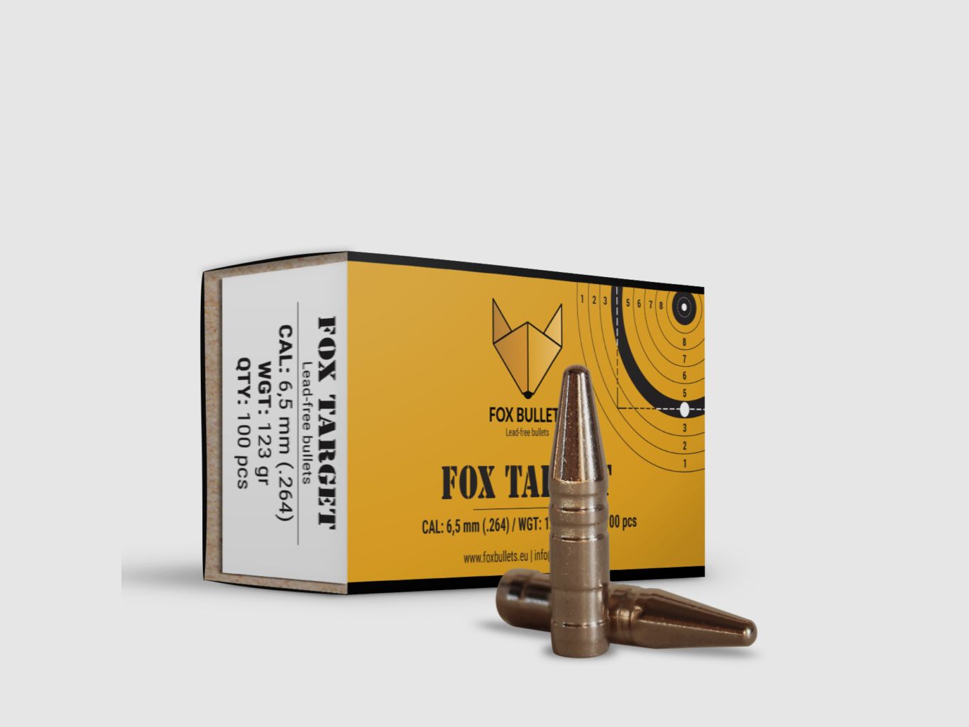 Fox Bullets Target .264 8,0 g / 123 gr bleifreie Geschosse – 100 Stück