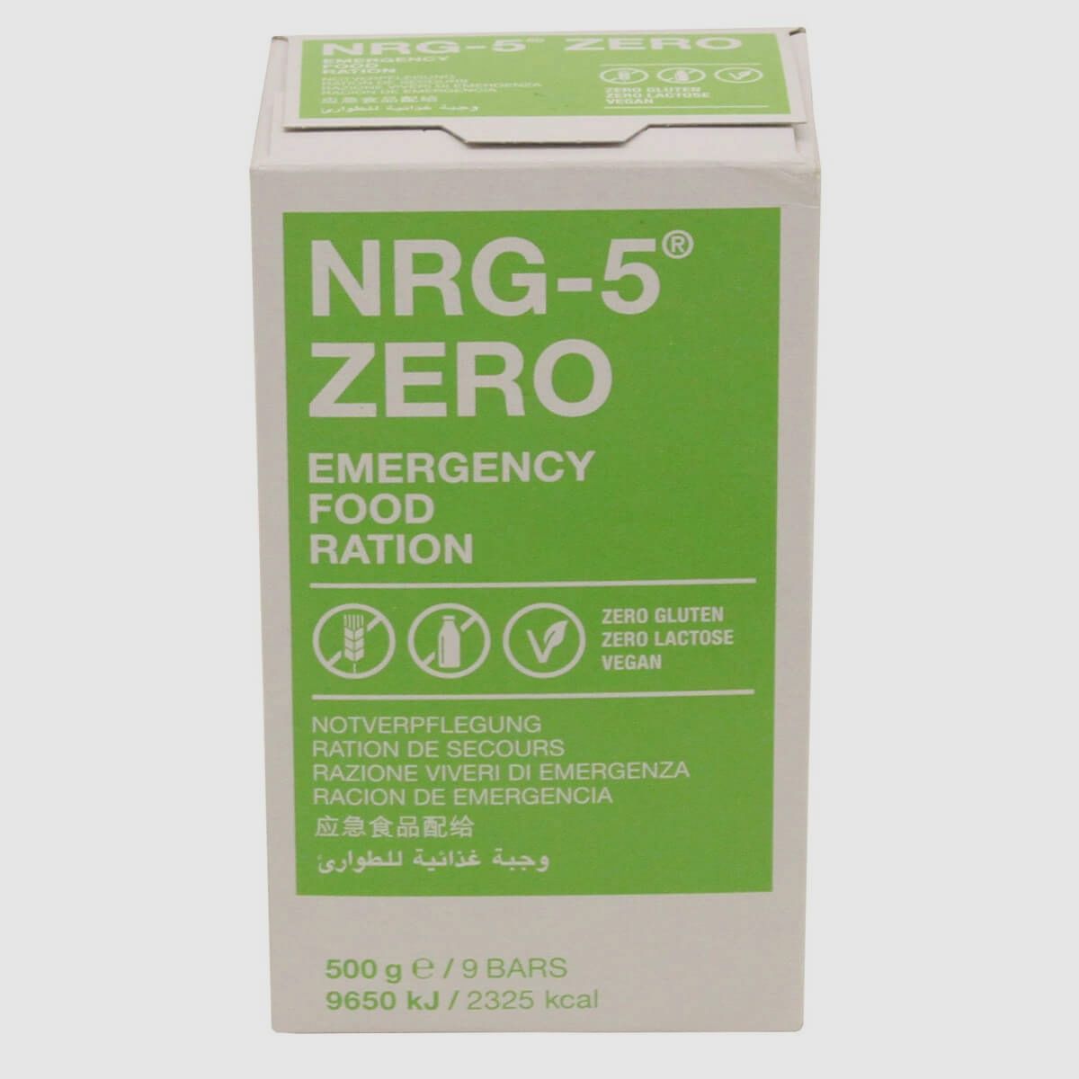 NRG-5 ZERO Ration d'urgence, 500g (9 barres)