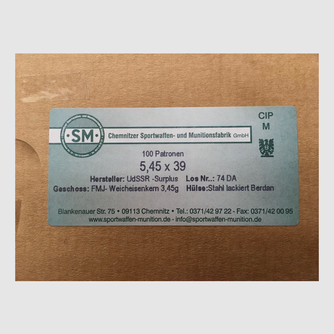 SM 5,45x39 SM FMJ Surplus Munition (3,45g / 53grs) – 100 Stk. lackiert