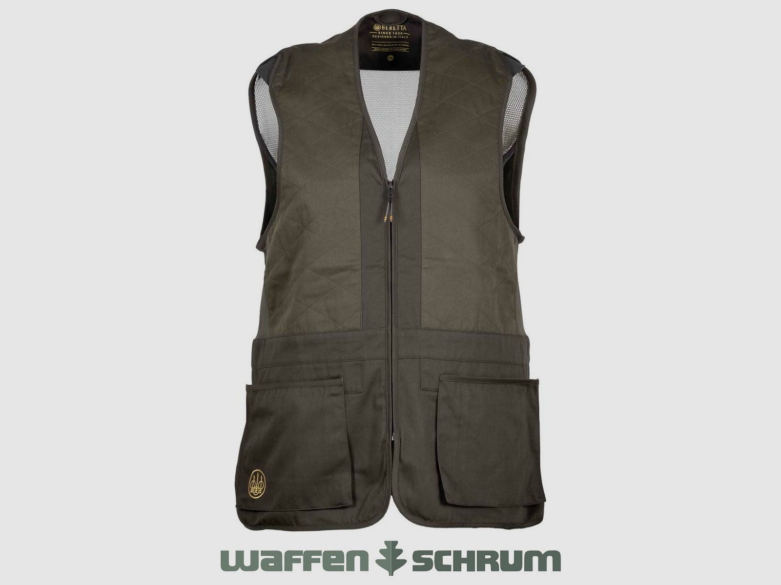 Gilet de tir Beretta Tredi Brown Bark avec broderie d'armes Schrum