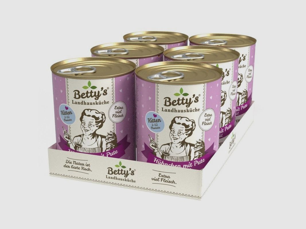 Betty's Landhausküche Kitten Hühnchen mit Pute 6 x 400g