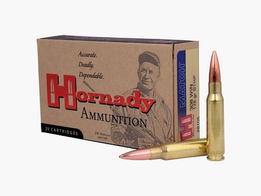 HORNADY 8105 CUSTOM MATCH AMMO .308 WIN 178GR BTHP 20/200