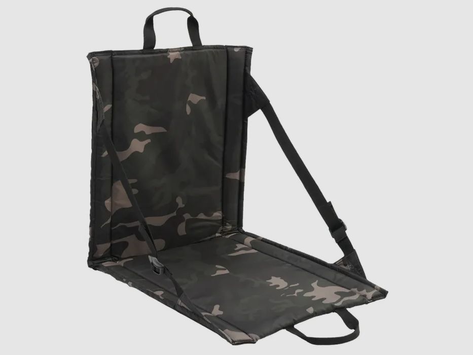 Folding seat with carrying handle + mesh pocket for 2 drink bottles - Dark Camo